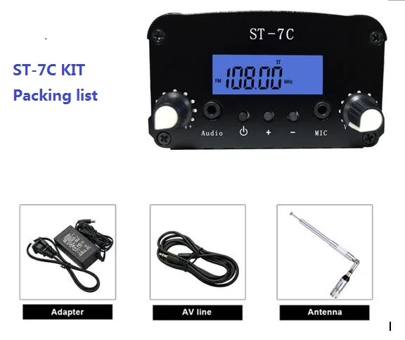 1 Вт/7 Вт FM стерео радиопередатчик fm-передатчик станция аудио конвертер 1 кВт fm-передатчик - Название цвета: Kit 7C (TNC)
