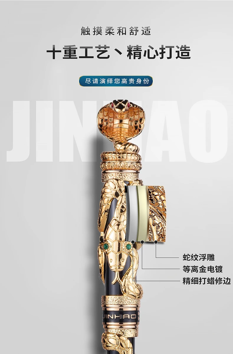 Jinhao-Vintage Luxuoso Caneta-tinteiro Titular, Double Dragon, Serpente,