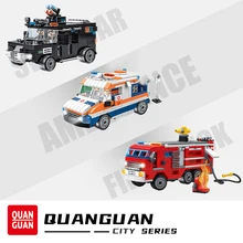 Jeu de briques de la série City 6 en 2 pour enfants, blocs de construction de voiture de Police SWAT, Mode camion, équipe de secours, Ambulance 911, cadeaux pour garçons