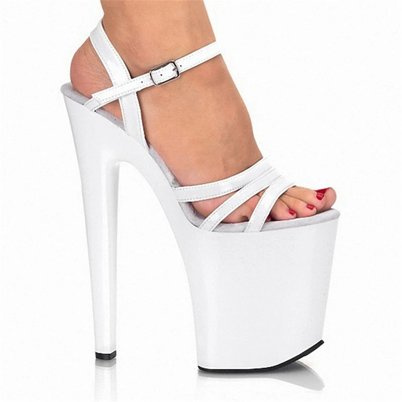 

Recreational Princess Party 20cm Super High Thin Heels Women's Shoe Peep Toe Ankle Platform Plus Size Sandal Plus Size