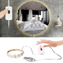Регулируемый светильник-зеркало с датчиком развертки, гибкий светодиодный светильник USB для ванной комнаты, спальни, шкафа, туалетный светильник, лампа для макияжа