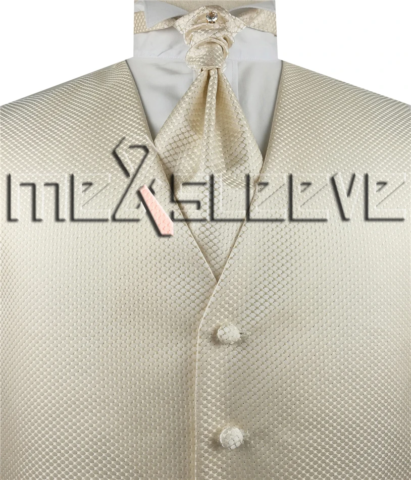 Формальный свадебный костюм/смокинг на заказ жилет(жилет+ Аскот галстук+ платок - Цвет: ivory