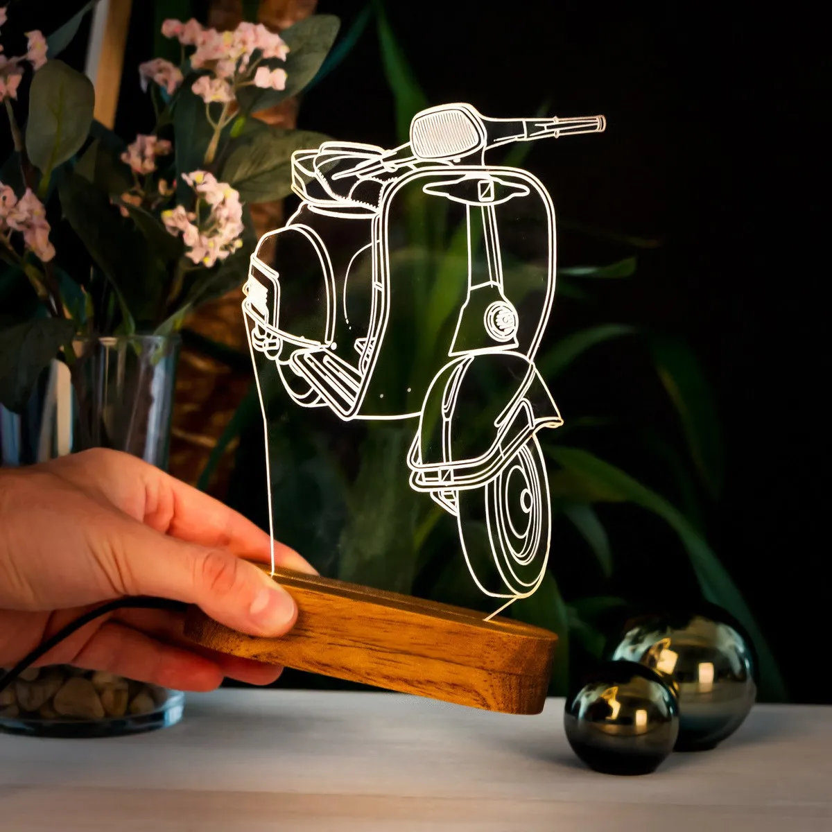 Классический скутер мотоцикл разработан 3D светодиодные лампы украшения дома и офиса Декор подарок