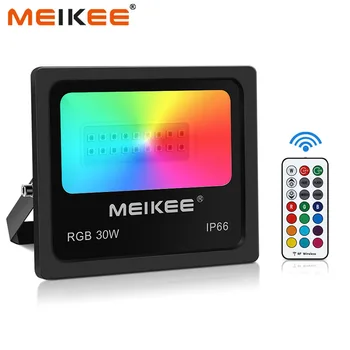 

30W RGB LED Flood Light IP66 Waterproof LED Floodlights 16 Colors Outdoor Spotlights Garden Lamp Wall Light with RF Remote