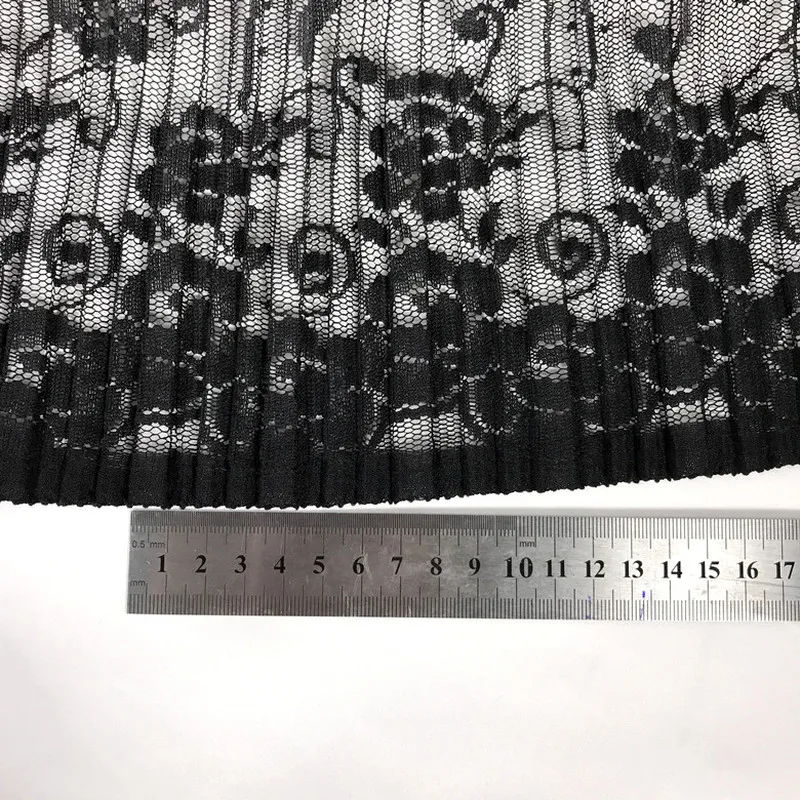GLace 3Y/лот черная плиссированная Прозрачная кружевная ткань для платья юбки Аксессуары материал корпуса DIY TX1246