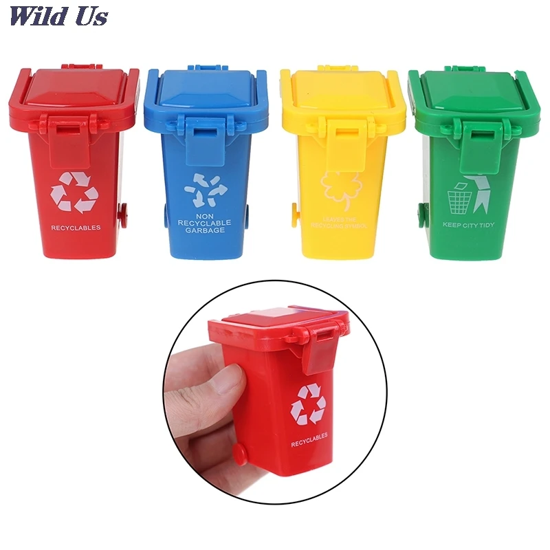 

4pcs Simulation 1:12 Dollhouse Mini Trash Can Toy Garbage Truck Cans Curbside Vehicle Bin Toys Kid Simulation Furniture Toy Gift