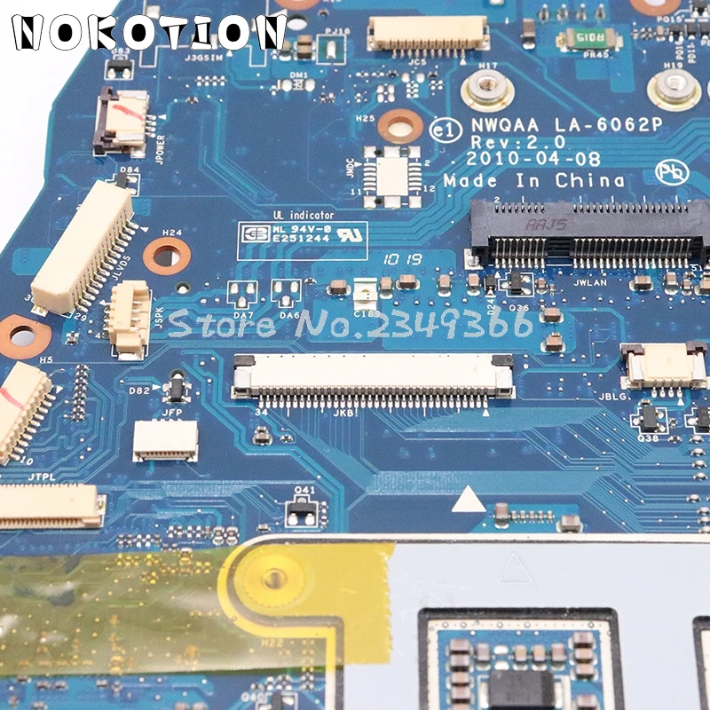 NOKOTION для Toshiba satellite A660 A665 Материнская плата ноутбука 3D версия NWQAA LA-6062P K000104430 HM55 GT330M gpu процессор