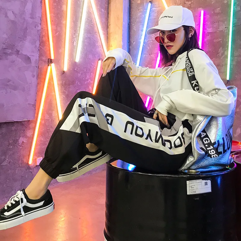 

HOUZHOU Sweatpants Women Print High Waist Trousers Women Ankle Length Loose Harem Pants Casual Pants for Women Track Pants