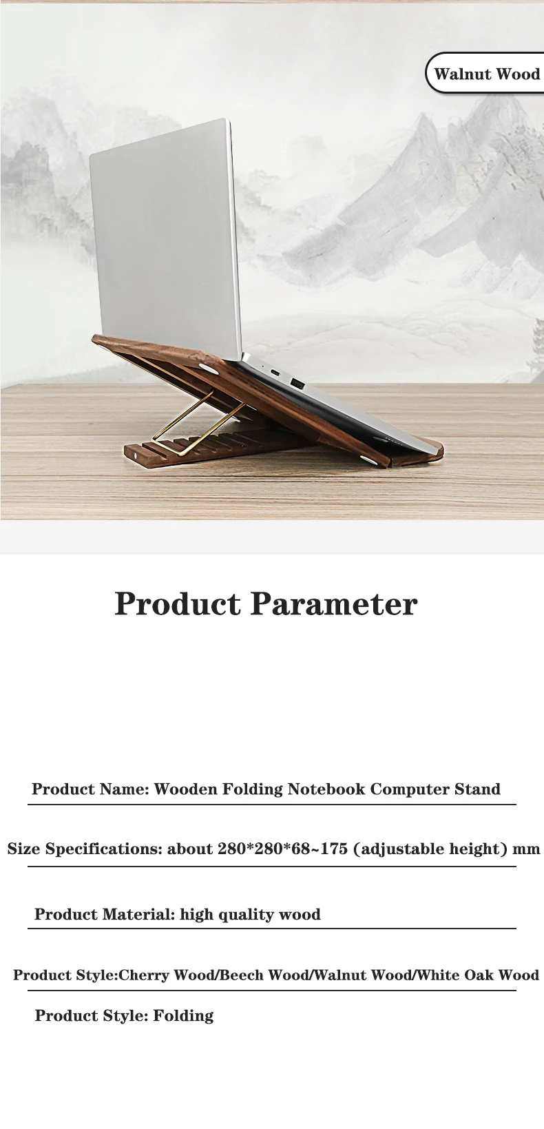 Universal Wood Laptop Stand For Macbook Air Pr 13 Desk 10-17.3 Inch Storage Detachable Wooden Notebook Holder Laptop Accessories laptop cooling fan