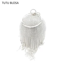 Дизайнерская сумка на руку с бриллиантовым шаром для женщин, серебряная мини сумка-тоут, роскошная Дамская Свадебная вечерняя сумочка для кошельков стразы, клатч