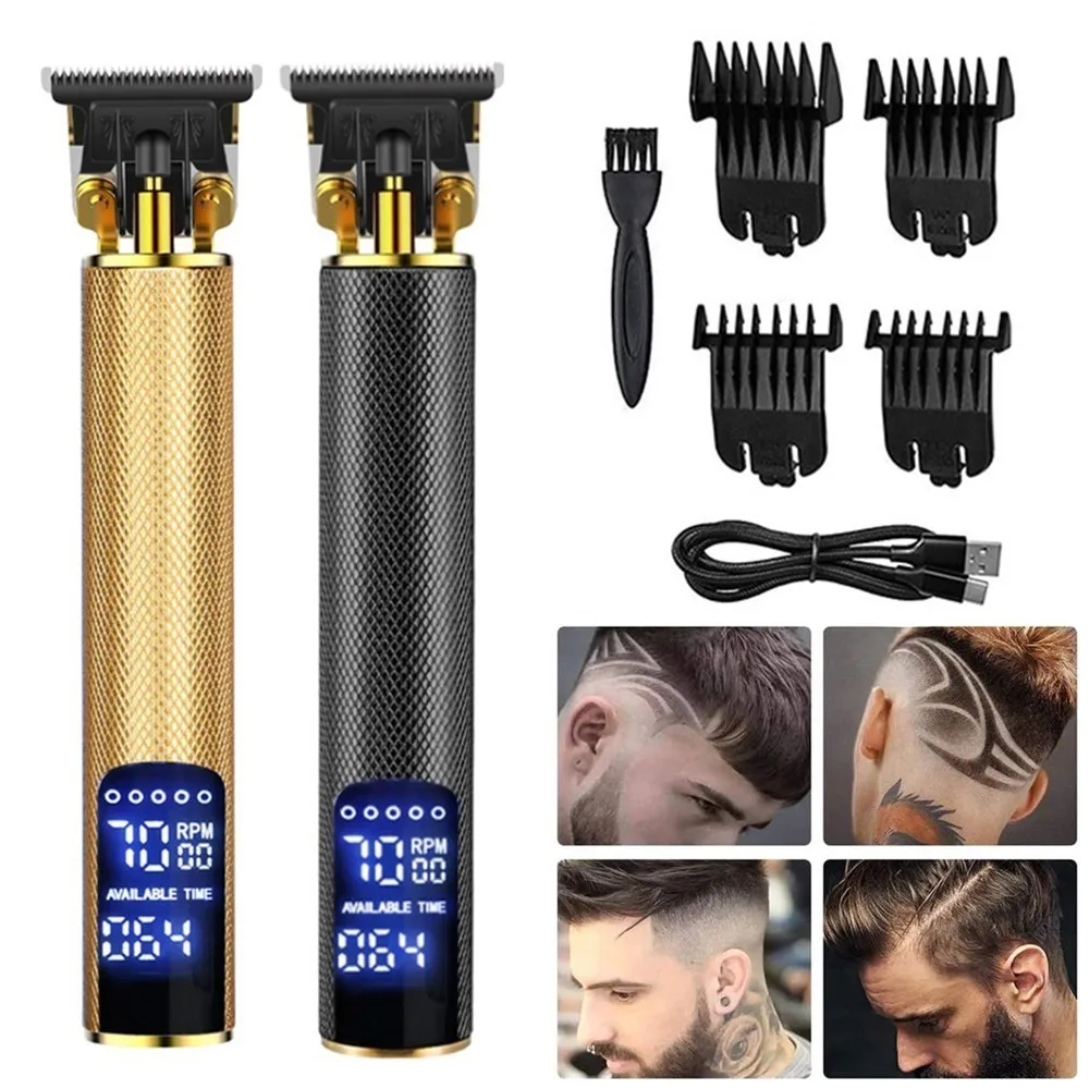 Elektrikli saç kesme makinesi adam için su geçirmez akülü profesyonel ustra düzeltici t-blade saç kesimi heykel kesici berber 0mm tıraş makinesi