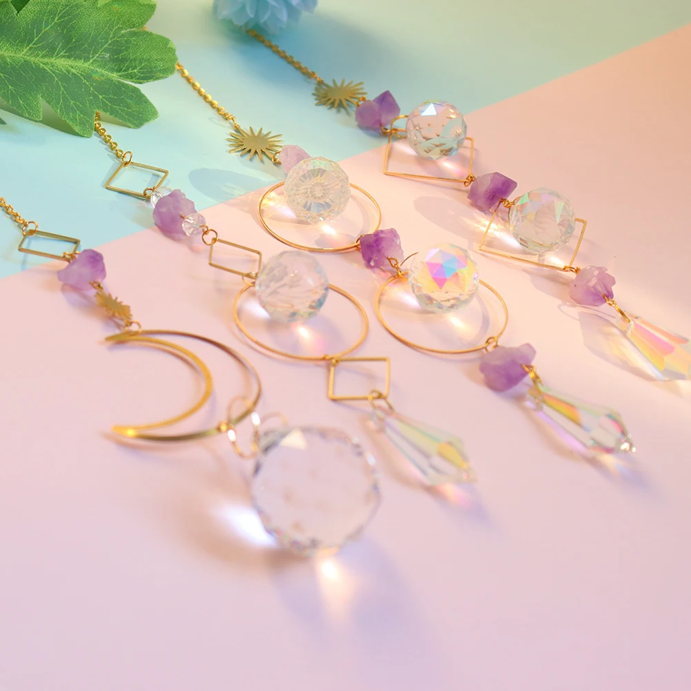 Crystal Wind Chime Hexagon Diamond Prisms Sun Catchers Pendant Dream catcher Hanging Drop Outdoor Indoor Garden Windchimes