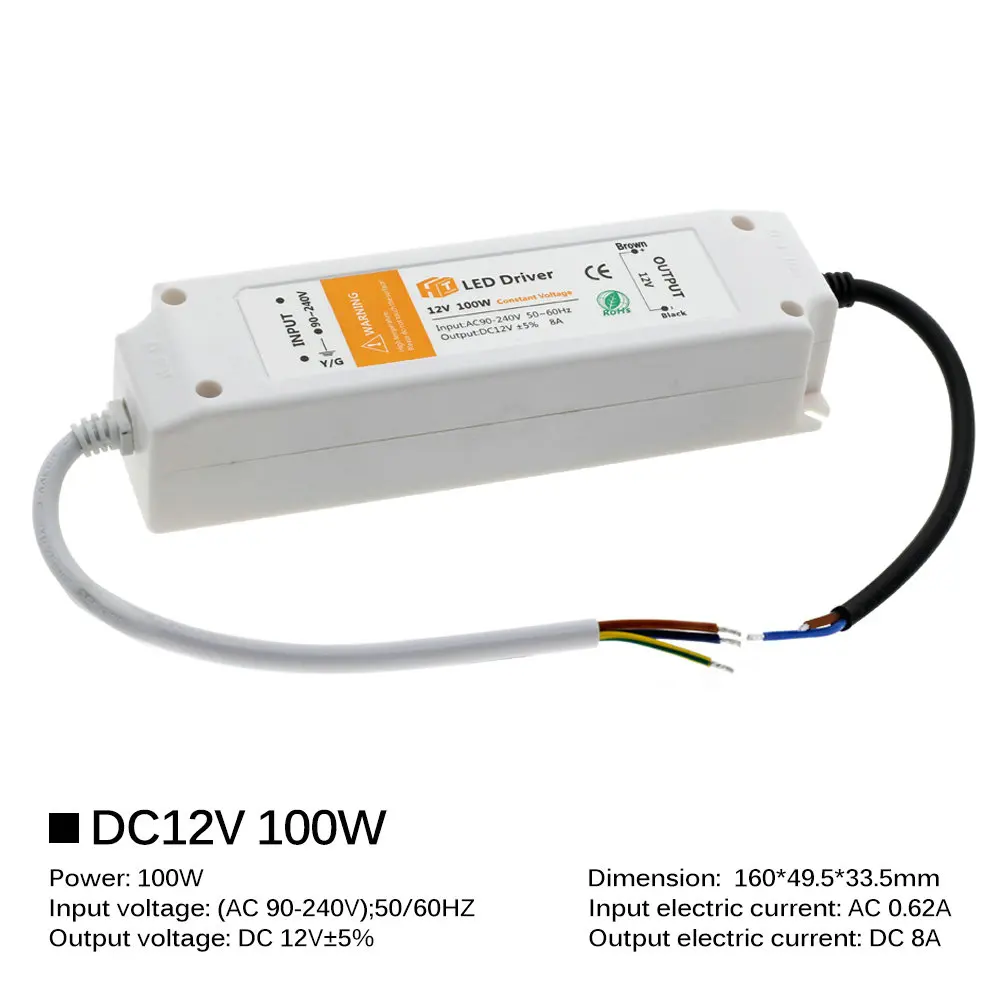 TransDevices-Adaptateur d'Alimentation pour Éclairage LED, Pilote, Bande 12V, DC 12V, 18W, 36W, 72W, 100W