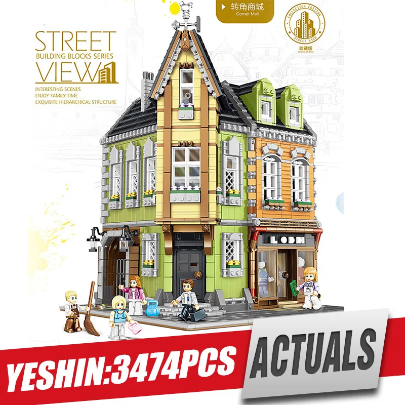 MOC 3474 шт модель City Streetview серия The bricktivy victor's lab Corner Shop Строительные блоки Кирпич детская игрушка Рождественская модель