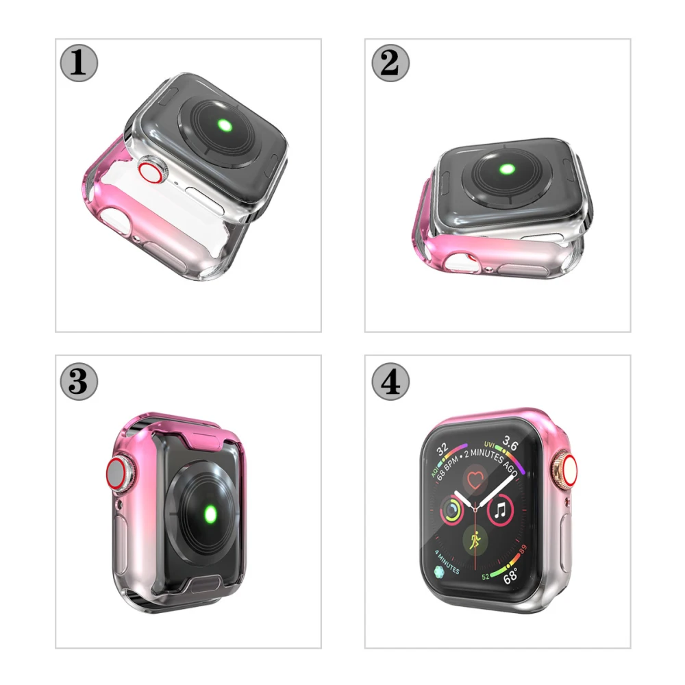 Чехол для часов для Apple Watch Series 5 4 3 2 1 чехол 40 мм 44 мм Тонкий градиентный ТПУ чехол Защита для экрана для iWatch 38 мм 42 мм
