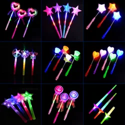 Bâtons lumineux de fête magique, 3 pièces, couleurs aléatoires, rouge, rose, bleu, étoile fluorescente, Bar féerique, LED clignotante, en plastique, Concert 