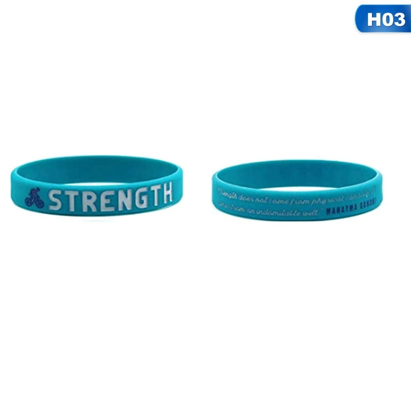 Inspirational Colorful Bracelets With Positive Words Dream Courage Believe Hope Faith Strength Motivational Silicone Wristband - Окраска металла: BL4247H03