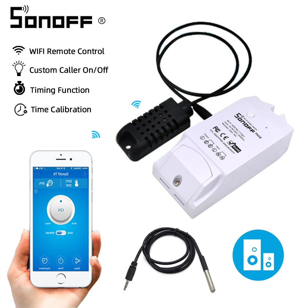 Us 10 07 23 Off Sonoff Th16 Wifi Smart Switch Monitoring Temperature Humidity Sensor Wifi Smart Home Automation Kit Works With Alexa Google