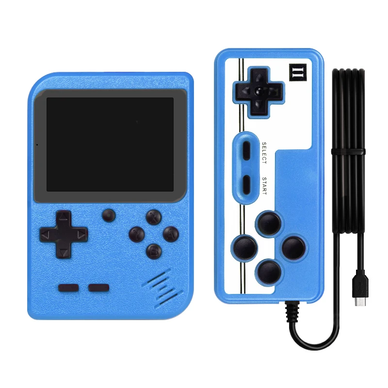 DATA FROG 8 bit портативная игровая консоль мини портативный плеер встроенный 400 игр 3,0 дюймов Ретро видео игровая консоль+ геймпад 2 игрока - Цвет: blue set