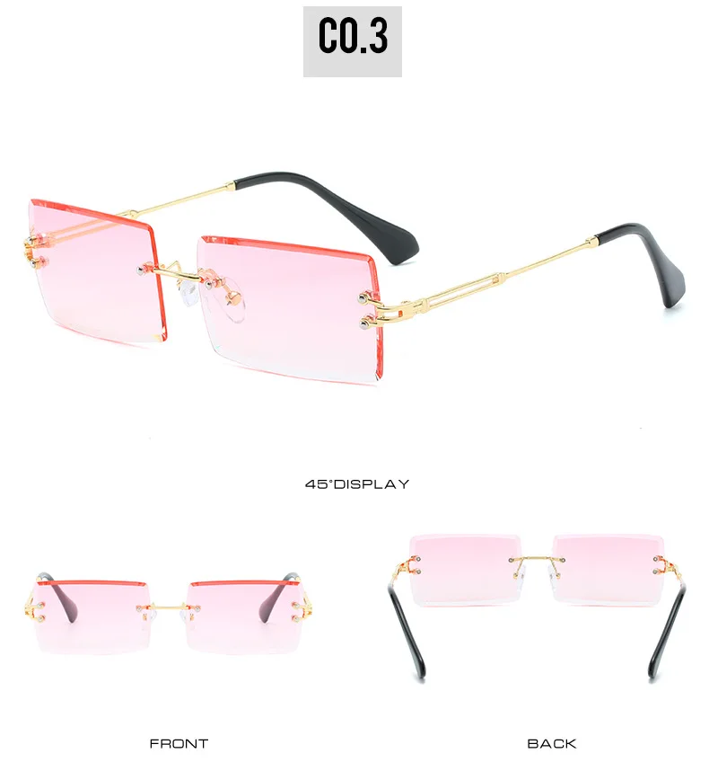 designer sunglasses OEC CPO Fashion Popular Rimless Rectangle Sunglasses Women Men Shades Alloy Glasses UV400 O264 womens ray bans