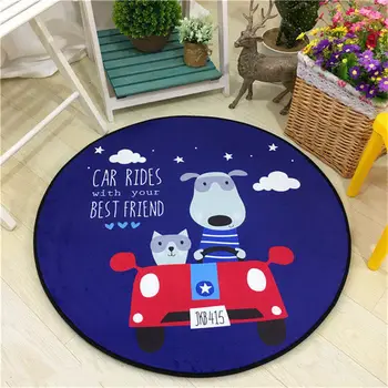

Round Ground Mat Cartoon Kindergarten Game Carpet Computer Swivel Chair Desk Floor Mat Children Room Tent Cradle Kitchen B