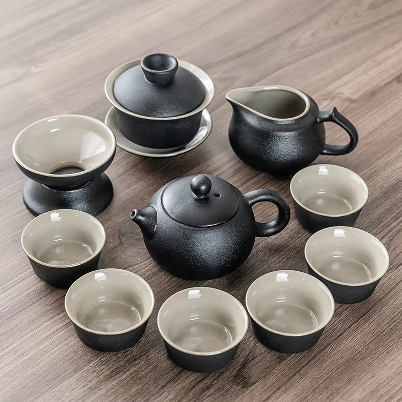 Chinese Black Crockery Ceramic Teapot Tea Cup Chinese Kung Fu Tea Sets Drinkware Ceremony