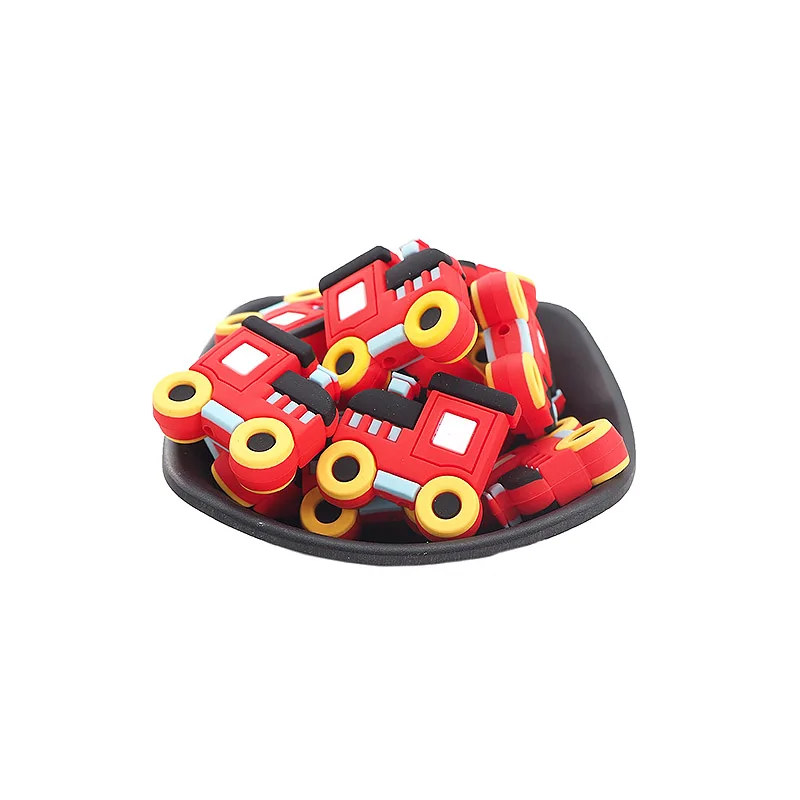 Chenkai 7 шт. силиконовый поезд Прорезыватель для зубов бисер для кормления ребенка BPA бесплатно DIY успокаивающий подвесной браслет, ожерелье, игрушка, аксессуары - Цвет: Красный
