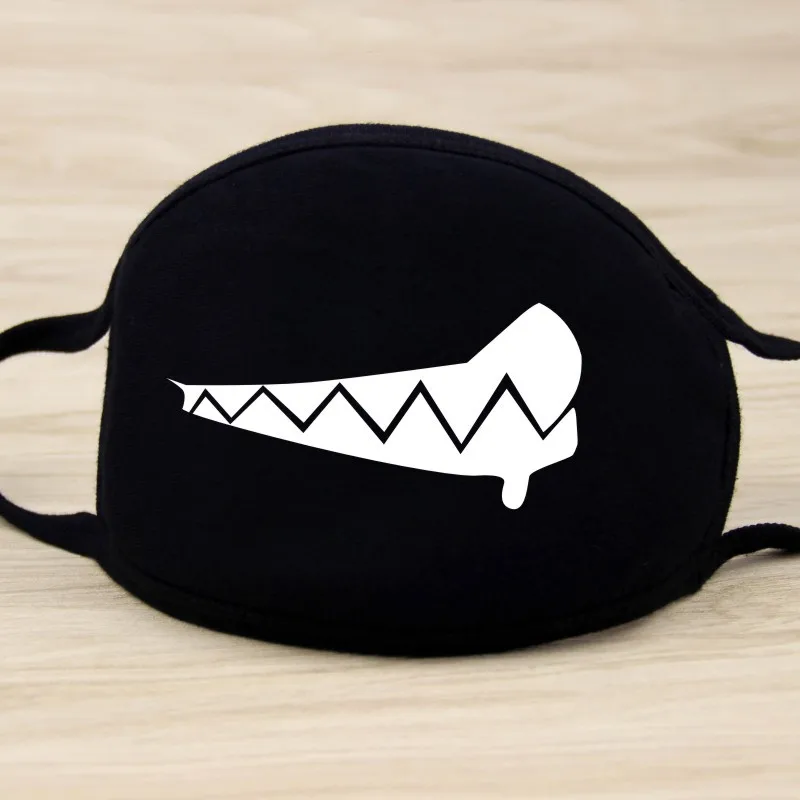 5/10/50pcs/lot Cotton Kpop Mask  Cute Teeth Smile Bear Mask Creative Cotton Cool Travel Mask Dust-proof  Breathable Black Mask