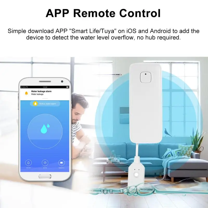 ring alarm wall mount Tuya Smart Home WIFI Water Leakage Sensor Leak Alarm Detector Flood Overflow Alert Security System alarm keyboard