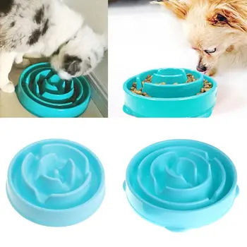 

Pets Bowl Anti Gulping Dogs Cats Feeder Feeding Food Drinking Slow Puppy Plastic LX9C
