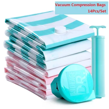 

14Pcs/Pack Storage Bags Set Vacuum Storage Efficient Wardrobe Clothes Quilt Pillow Plush Storage Bedding High-Quality Thickness