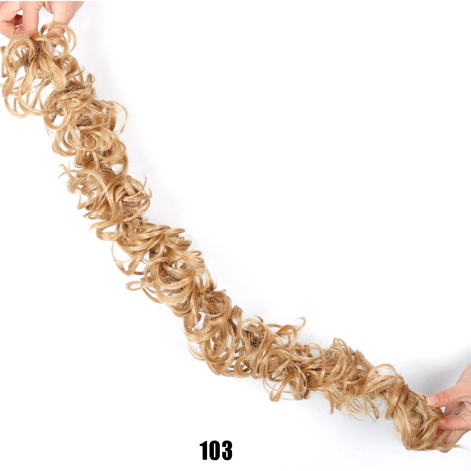 MANWEIWomen кудрявые шиньон грязный булочка Tousled hairpieceBand синтетическая резинка для волос обертка волосы грязные булочки шиньоны - Цвет: 103