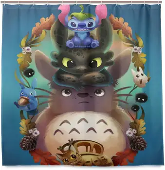 

Totoro Stitch How to Train Your Dragon Spirited Away Cat Personality Shower Curtains