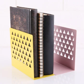 

Metal Hollow Desktop Organizer Bookends Book Ends Support Stand Holder Shelf Bookrack Home Office Supplies