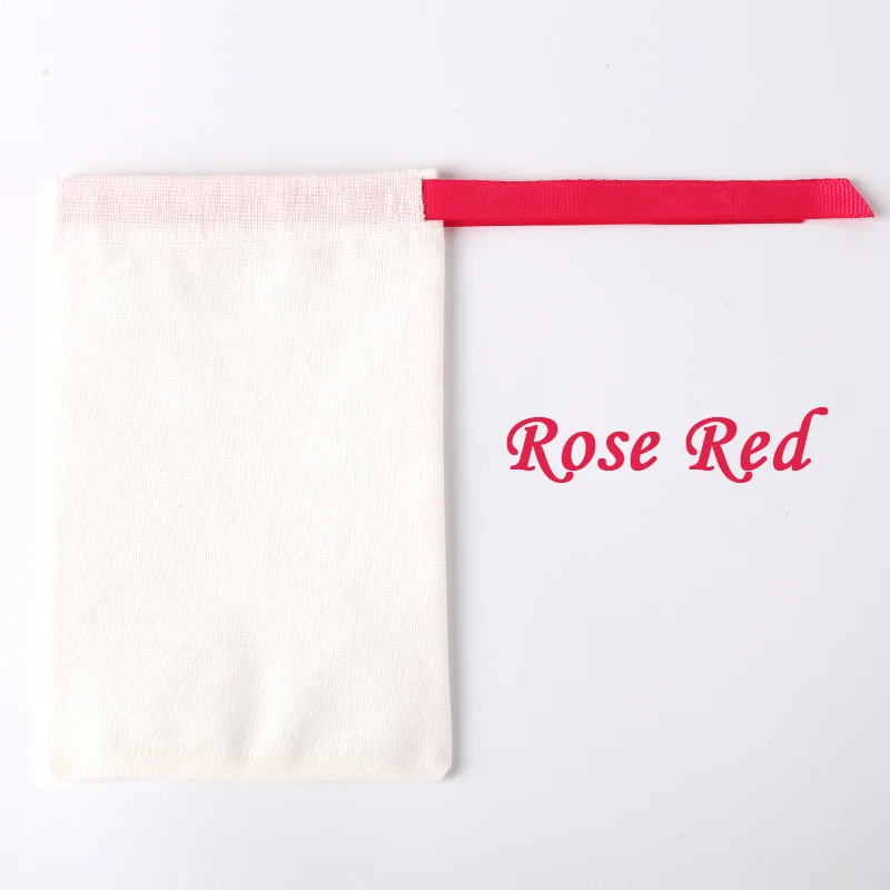 Ювелирные изделия хлопковые сумки с лентой ручной работы на шнурке сумки и мешки Рождество Свадьба День рождения новорожденный подарок упаковка можно сделать индивидуальный логотип - Цвет: Rose red