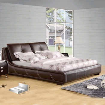 

king size bedroom furniture Genuine leather soft bed bedroom furniture tatami soft bed
