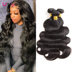 Utrue Human Hair Natural Black Body Wave Wholesale Remy Thick Brazilian Hair Weave 30 Inch Bundles
