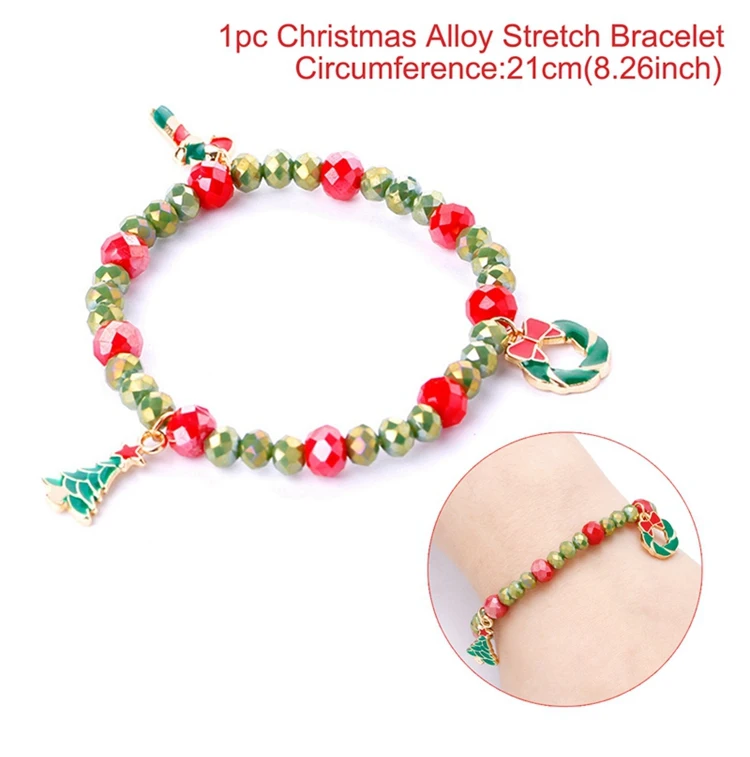Рождество Санта Клаус ожерелье со снеговиком Снежинка серьги рождественские украшения для дома Рождественские подарки Рождество Счастливый год - Цвет: bracelet  12