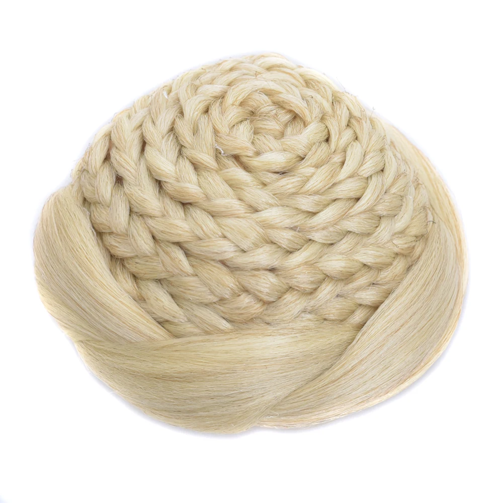 Soowee 6 Colors Synthetic Braided Chignon Blonde Fake Hair Bun Clip Curly Cover Pieces Afro on Hairbun | Шиньоны и парики