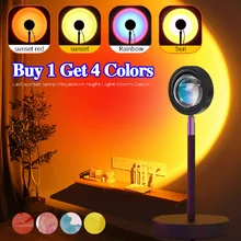 

USB Rainbow Sunset Red Projector Led Night Light Sun Projection Desk Lamp for Bedroom Bar Coffee Store Wall Decoration Lighting