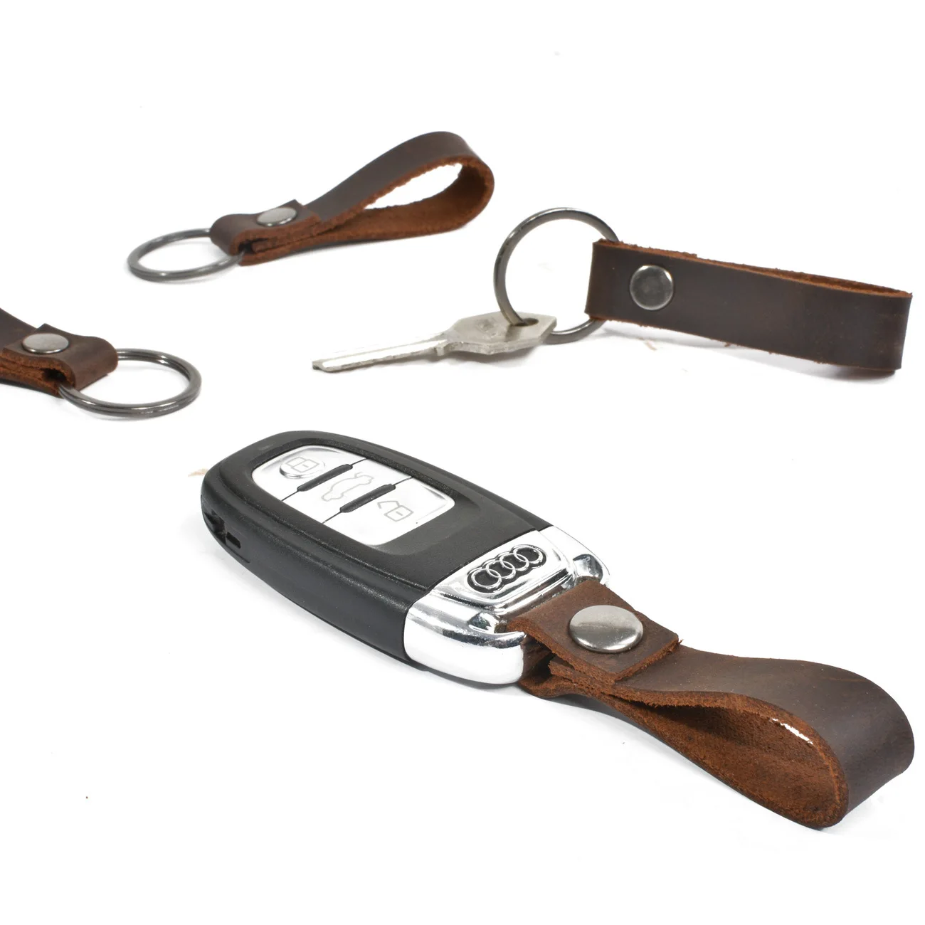 

Entirely Handmade Cowhide Key Rope Head Gift-Layer Leather Keychain Men Cool Full-grain Leather Car Key Ring