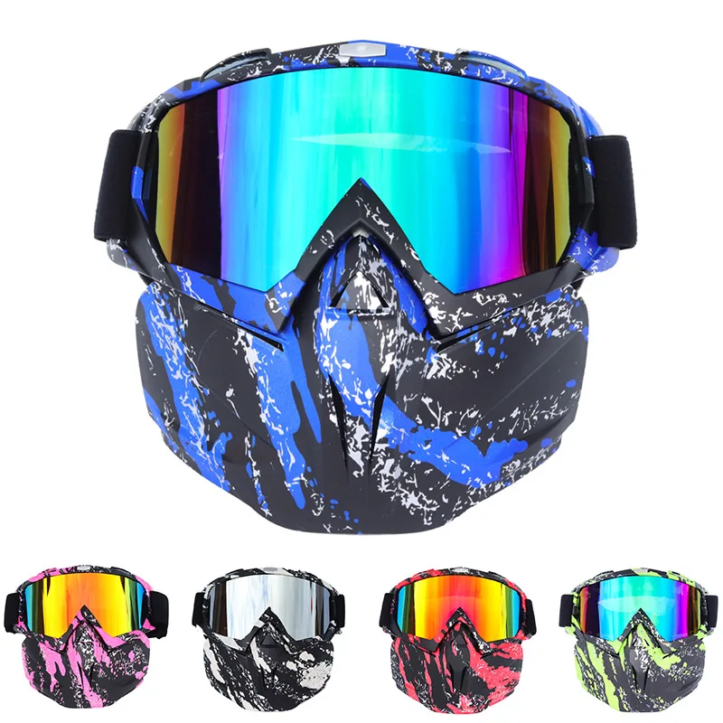 Hot Sale Motorcycle Goggles Glasses Moto Helmet Eyewear Retro Detachable Modular Mask Mouth Filter Motocross | Спорт и развлечения
