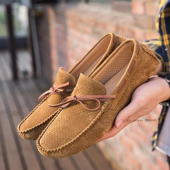 

Men Casual shoes outdoor Genuine Leather Men's shoes summer hole breathable Loafers handmade Men's Flats Fashion Loafers Shoes 5