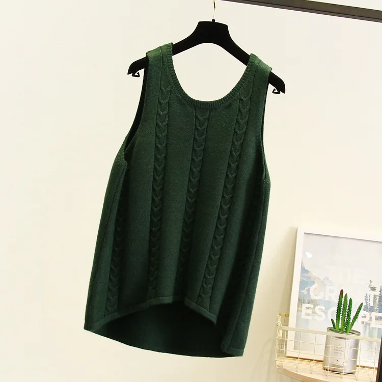 

2019 Korean-style Knitted Vest Women's Autumn & Winter Loose-Fit Mid-length Sleeveless Sweater Waistcoat Outdoor Tops 9821