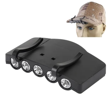 

Utility 5 LED Camping HeadLamp Outdoor Headlight Cap Flashlight Hat Fishing Hunting Clip-On Super Bright with Two Lighting Modes
