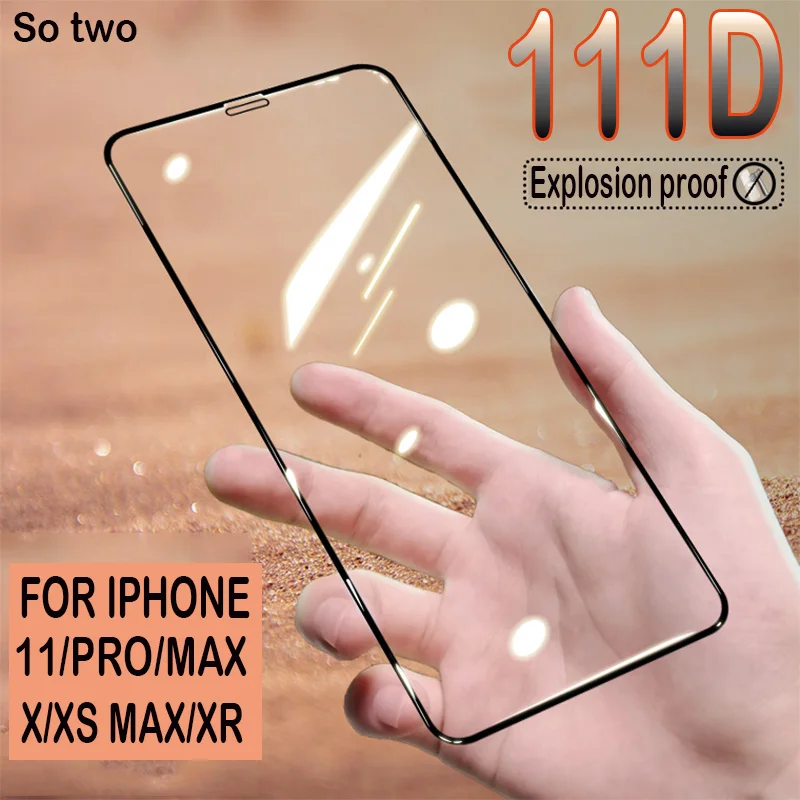 

111D Curved Full Cover Protective Glass On The For iPhone 11 Pro Max Screen Protector iPhone X XR XS Max 11 Tempered Glass film