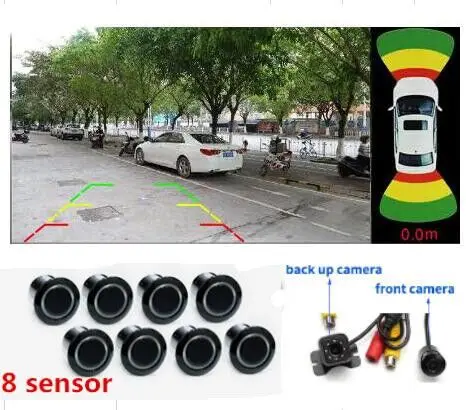 New OPS System Parktronics Car Parking Sensor 8 Alarm Probe video System option with front Rear view Camera  to Car DVD Monitor