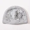 New Cashmere Beanie Hat Snowflake  Rhinestone Winter Cap For Woman Solid Color Warm Hat 5