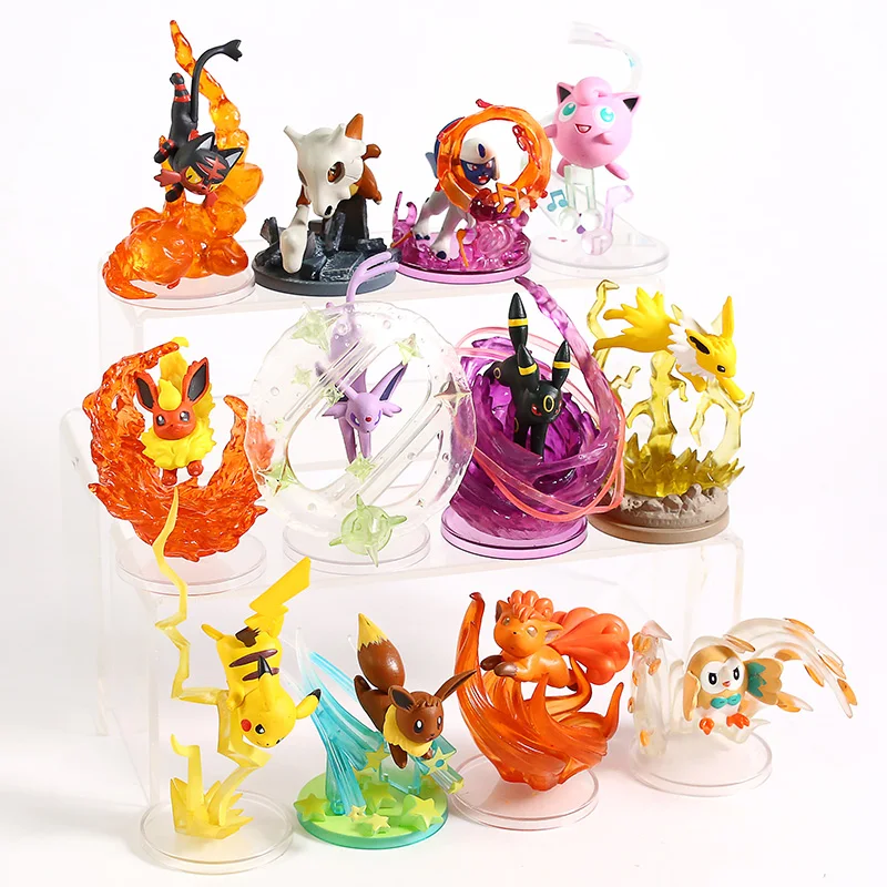 Мультипликационные фигурки Eevee evotion Fire Stone 3D сценария ПВХ Модель Ночная Луна Eevee коллекция статуя Детский подарок игрушка 6 шт./компл