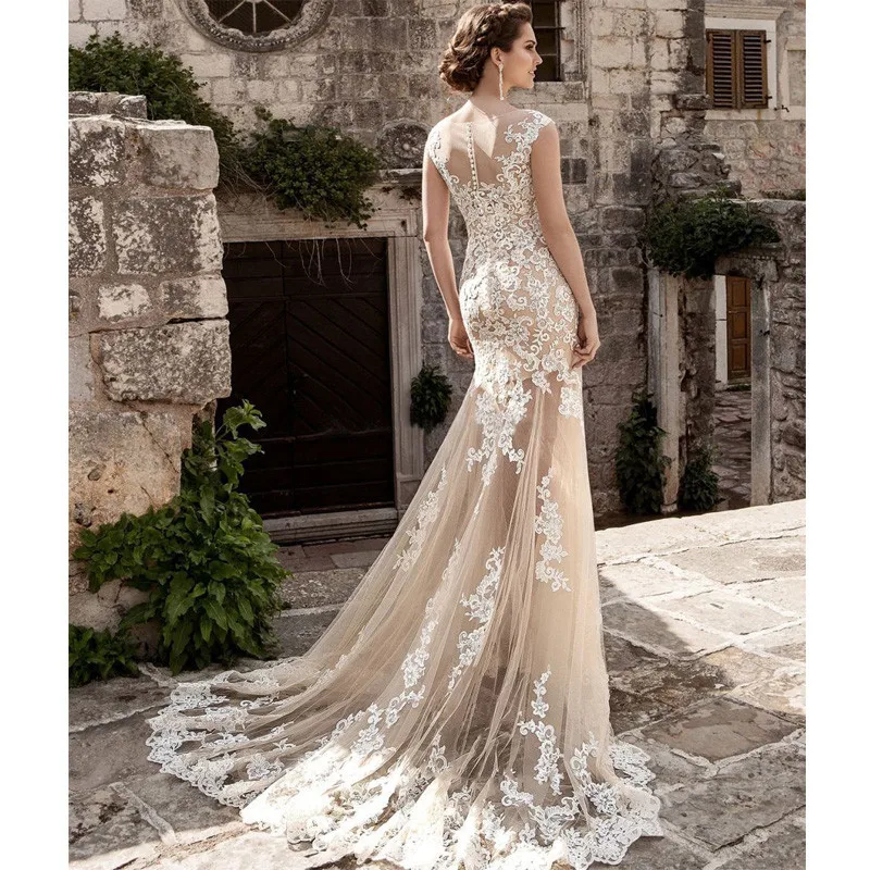 Robe de mariee кружевное свадебное платье со съемной юбкой Vestido De Novia Быстрая свадебное платье с аппликацией Платья для мам